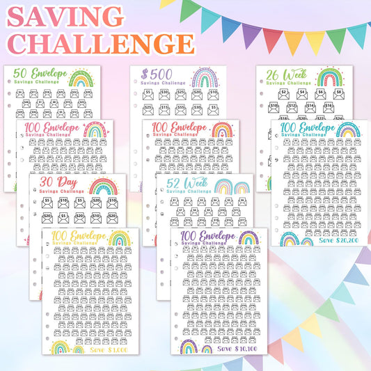 Jetec 20 Sheets Money Saving Challenge Binder Trackers