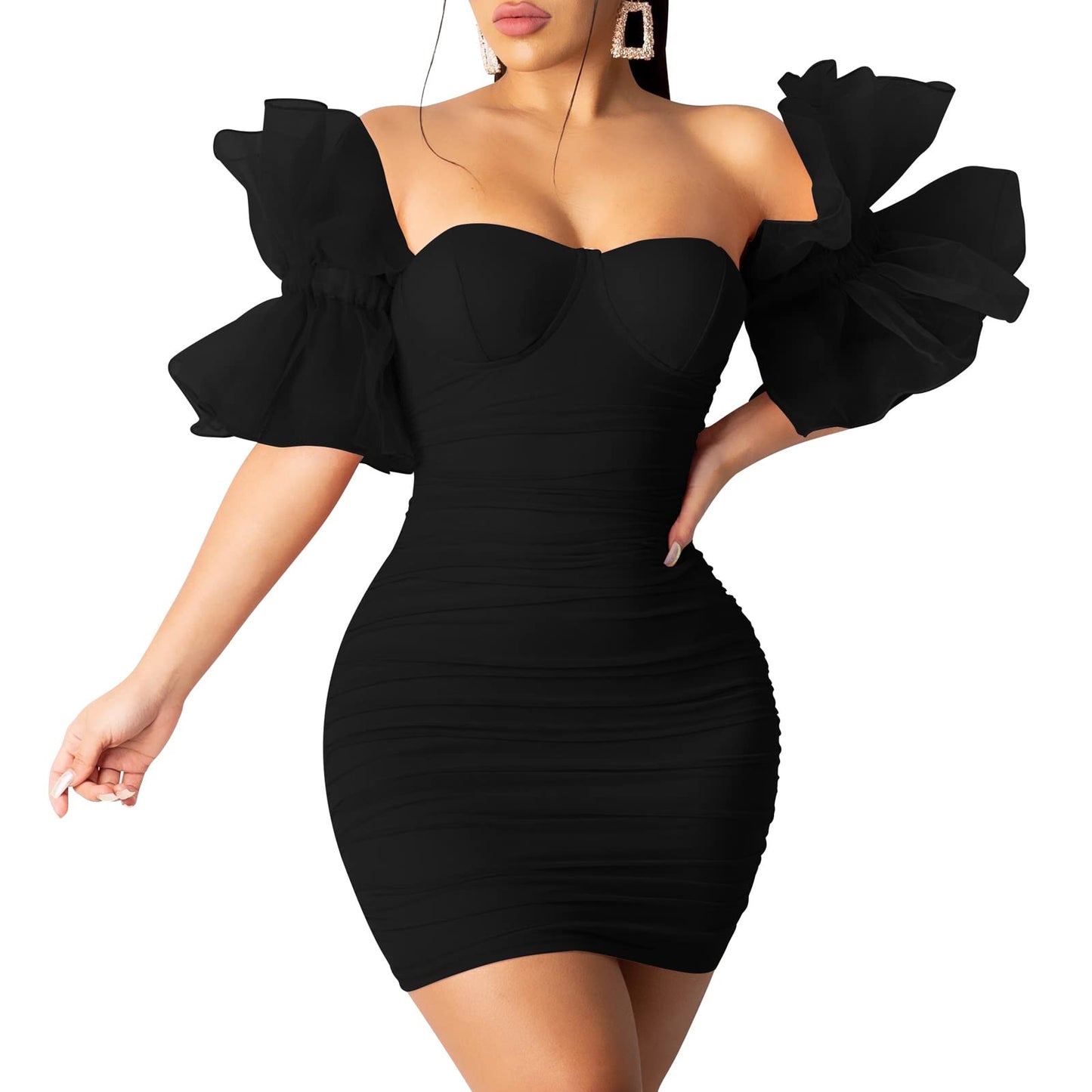 Bodycon Dress Puff Sleeve Dress