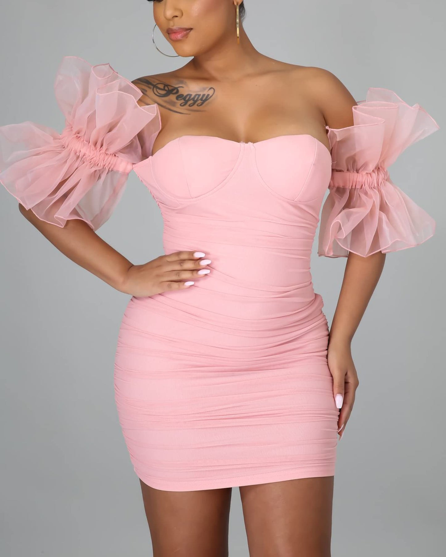 Bodycon Dress Puff Sleeve Dress