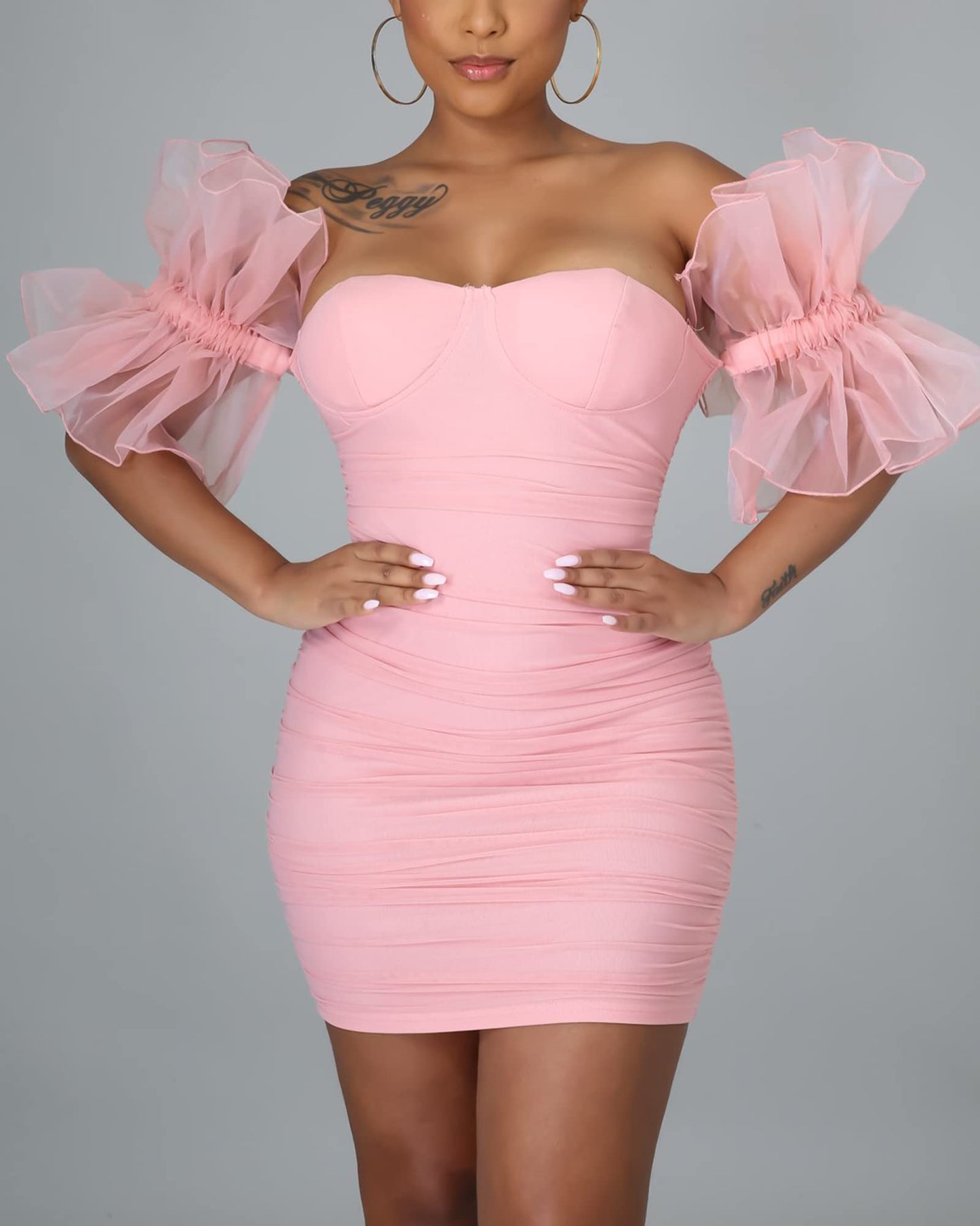 Bodycon Dress Puff Sleeve Dress