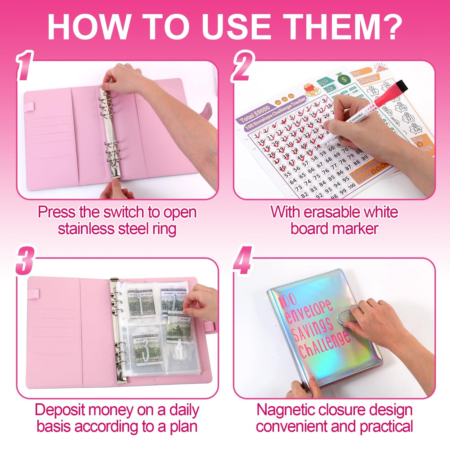 Money Saving Challenge Binder - 100 envelopes