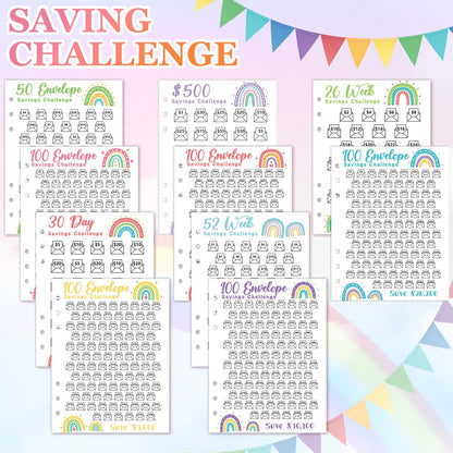 Jetec 20 Sheets Money Saving Challenge Binder Trackers