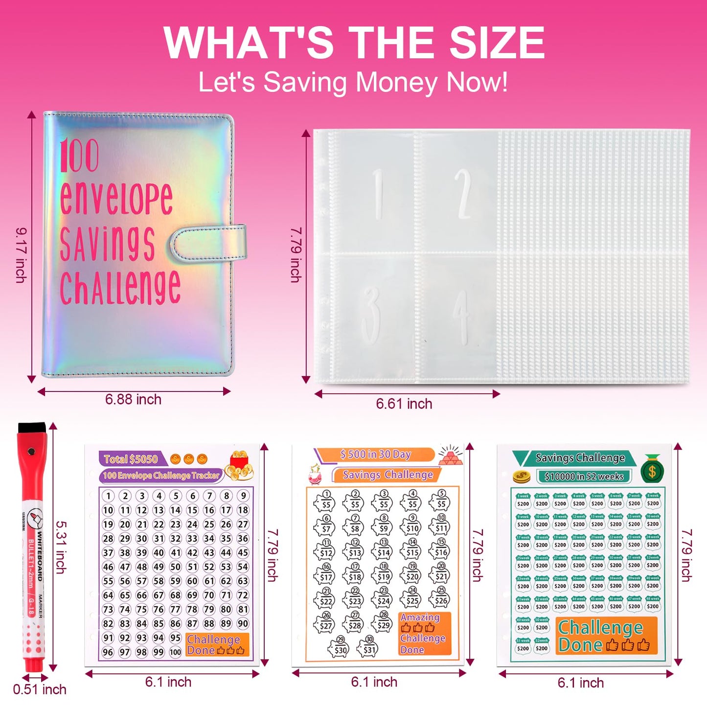 Money Saving Challenge Binder - 100 envelopes