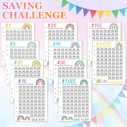 Jetec 20 Sheets Money Saving Challenge Binder Trackers
